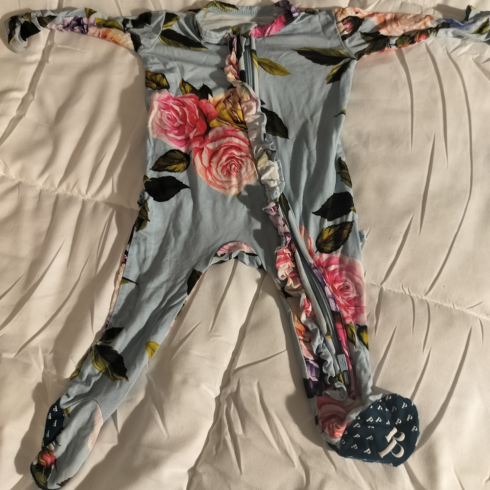 Posh Peanut Newborn Floral Baby Onesie with Zipper